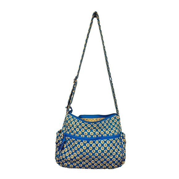 Vera Bradley Handbags - Vera Bradley Floral Shoulder Bag Yellow‎ Blue Zip Pockets Adjustable